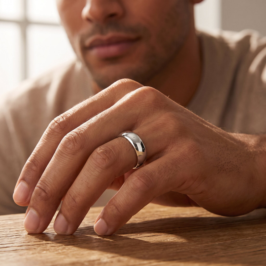 High Polished Dome 6MM Mens Wedding Band Ring 950 Platinum