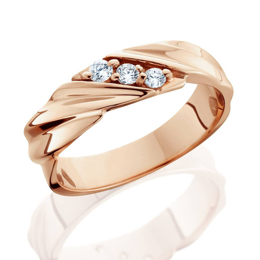 1/10ct Diamond 14K Rose Gold Mens Wedding Ring