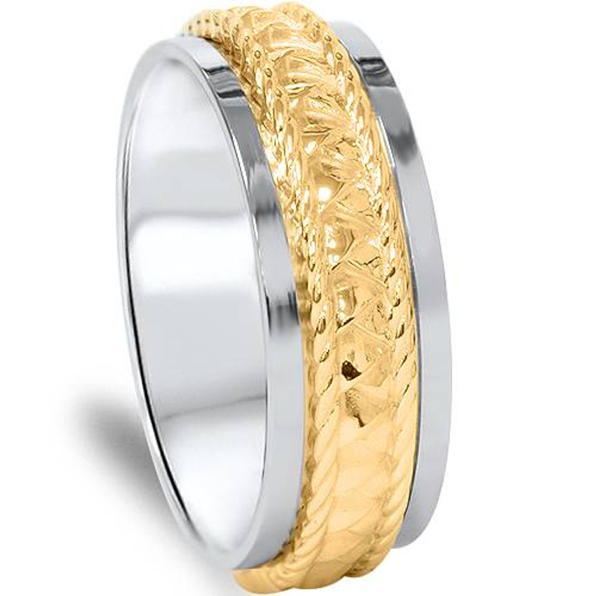 14K White & Yellow Gold Two Tone Braided Wedding Band