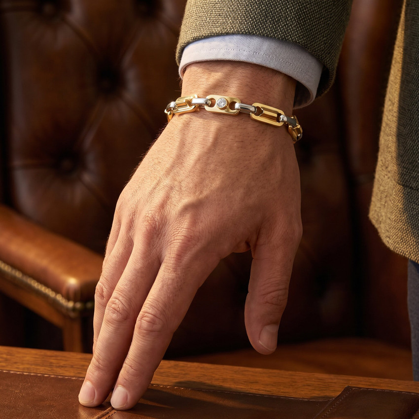 Men's Link 14k Gold (47gram) or Platinum (75gram) 7mm Bracelet 8.5"