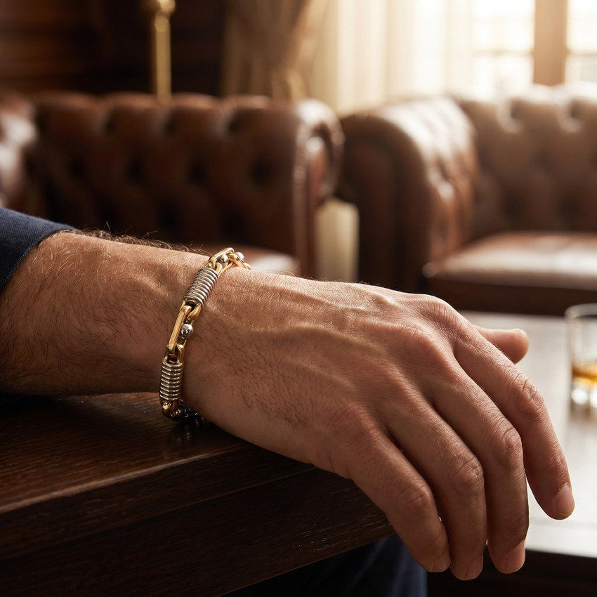 Men's Designer Mariner & Figaro Link 14k Gold (54gram) or Platinum (87gram) 7.5mm Link Bracelet 8.5"