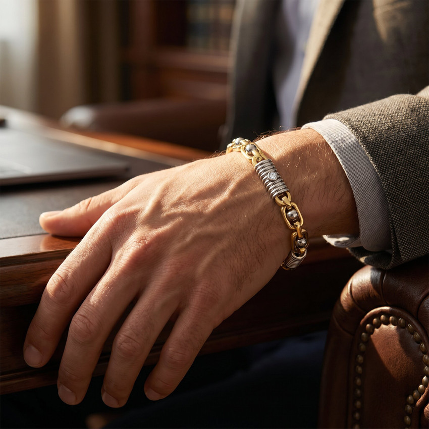 Men's Designer Mariner & Figaro Link 14k Gold (54gram) or Platinum (87gram) 7.5mm Link Bracelet 8.5"