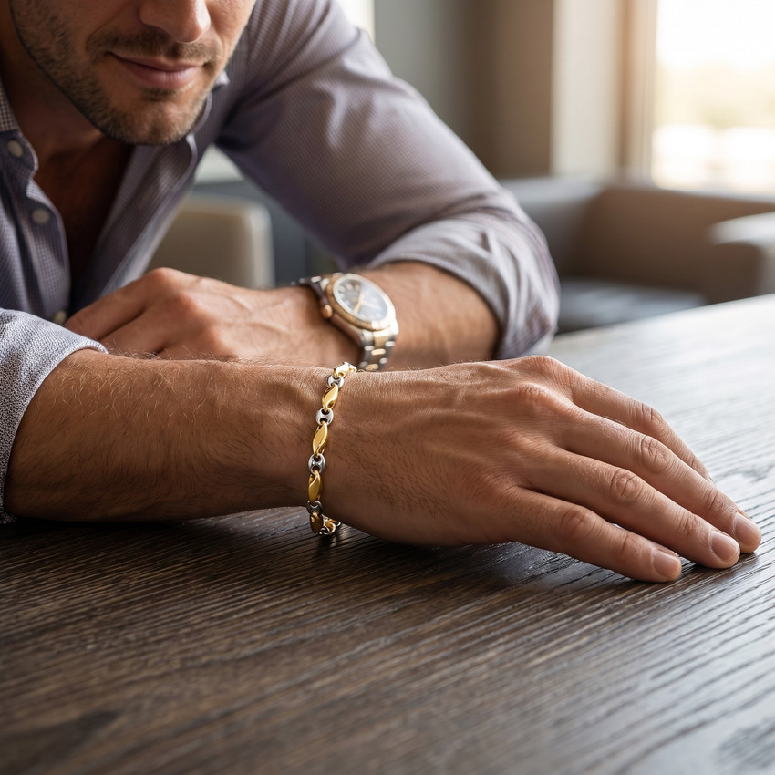 Men's Seed with Mariner Link 14k Gold (24gram) or Platinum (39gram) 4mm Bracelet 8.5"