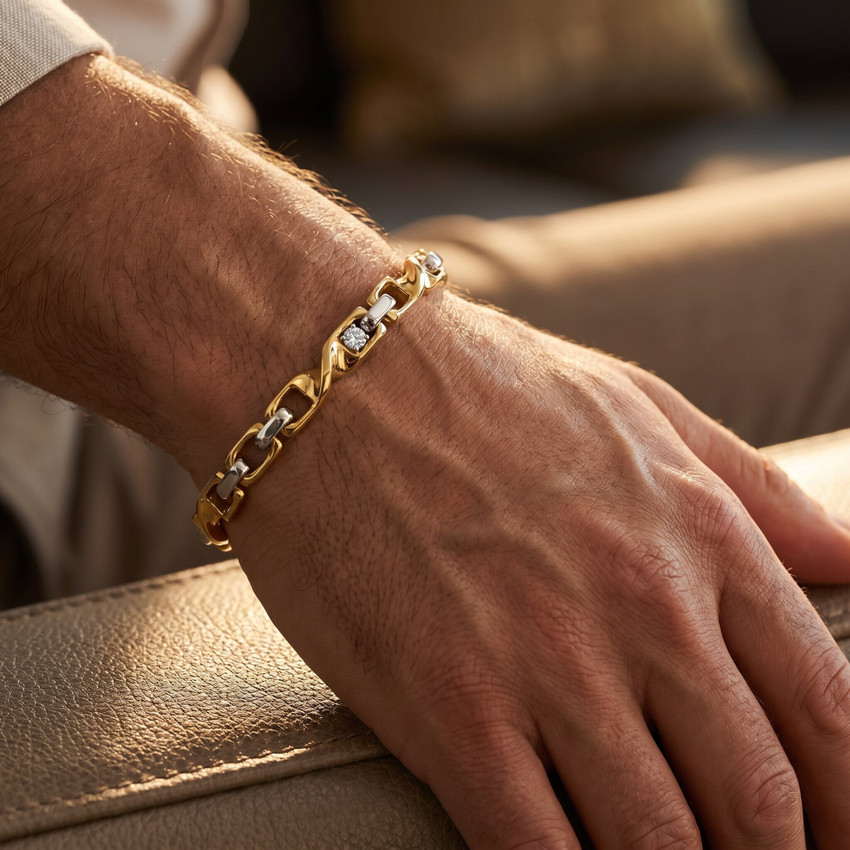 Men's 14k Gold (36gram) or Platinum (58gram) 6mm Link Bracelet 8.5"