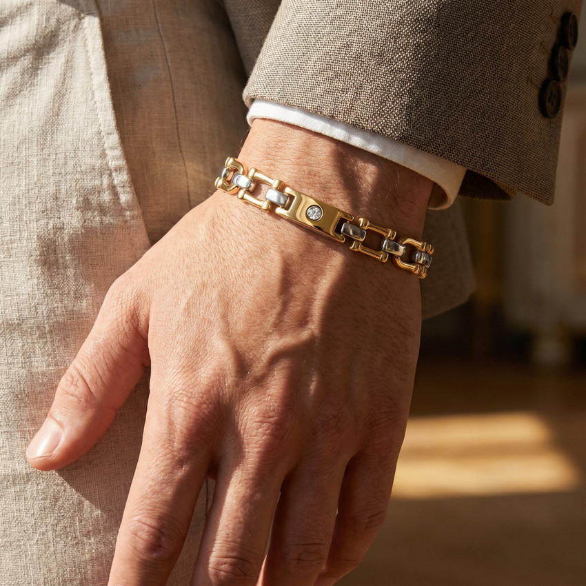 Men's Figaro 14k Gold (33gram) or Platinum (53gram) 7.5mm Link Bracelet 8.25"