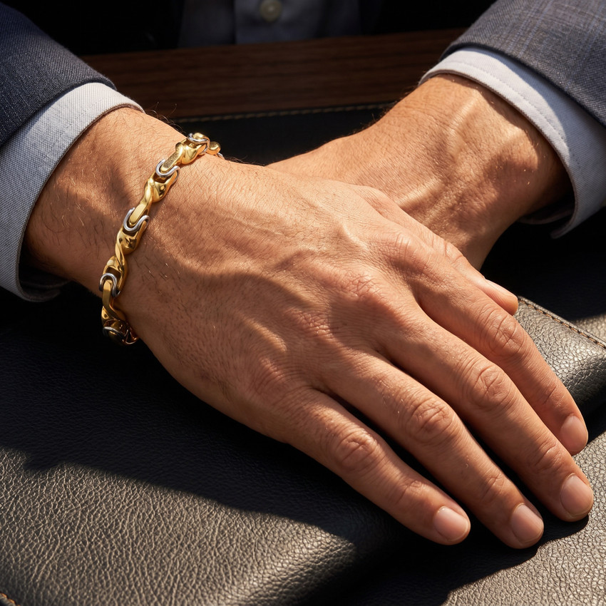 Men's Byzantine Twisted Link 14k Gold (38gram) or Platinum (61gram) 6mm Bracelet 8.5"