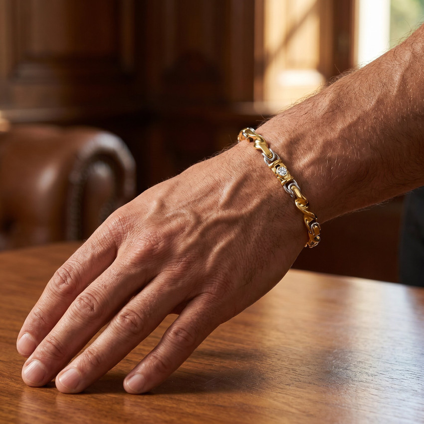 Men's Byzantine Twisted Link 14k Gold (38gram) or Platinum (61gram) 6mm Bracelet 8.5"