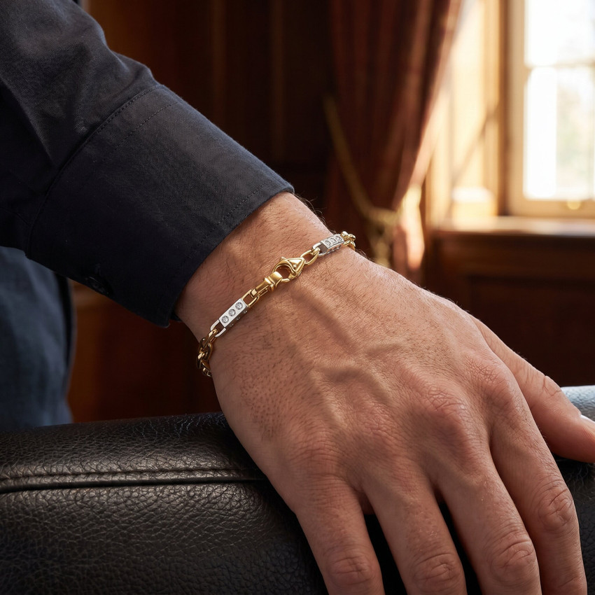 Men's Figaro Link 14k Gold (25gram) or Platinum (41gram) 4.5mm Bracelet 8.5"