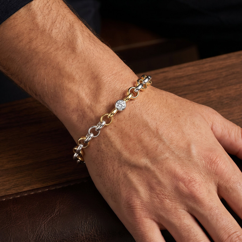 Men's Link 14k Gold (36gram) or Platinum (59gram) 8mm Link Bracelet 9"
