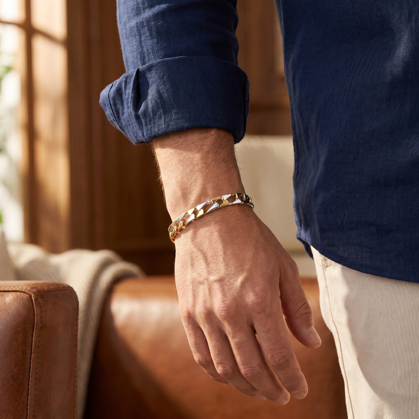 Men's Designer Figaro Link 14k Gold (37gram) or Platinum (60gram) 8mm Bracelet 8.5"