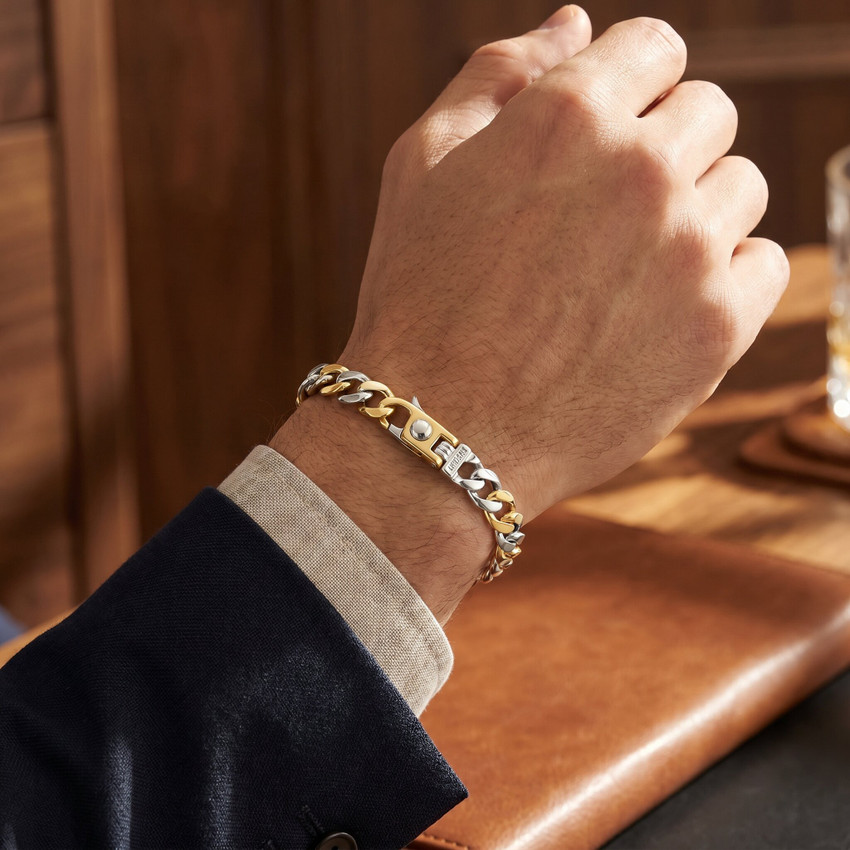 Men's Figaro with Mariner Link 14k Gold (21gram) or Platinum (33gram) Bracelet 8.5"