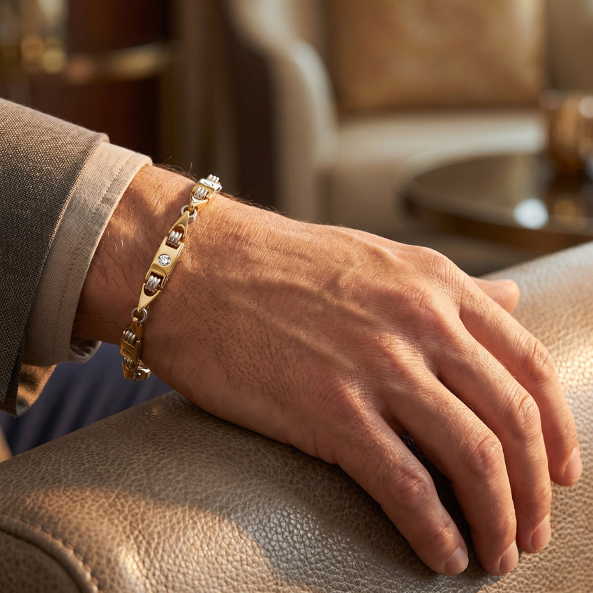 Men's Link 14k Gold (28gram) or Platinum (45gram) 5.5mm Bracelet 8.5"