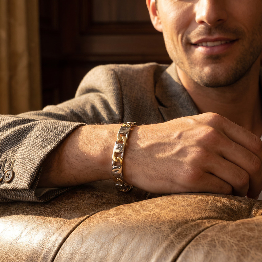 Men's 14k Gold (44gram) or Platinum (70gram) 8.5mm Link Bracelet 8.25"