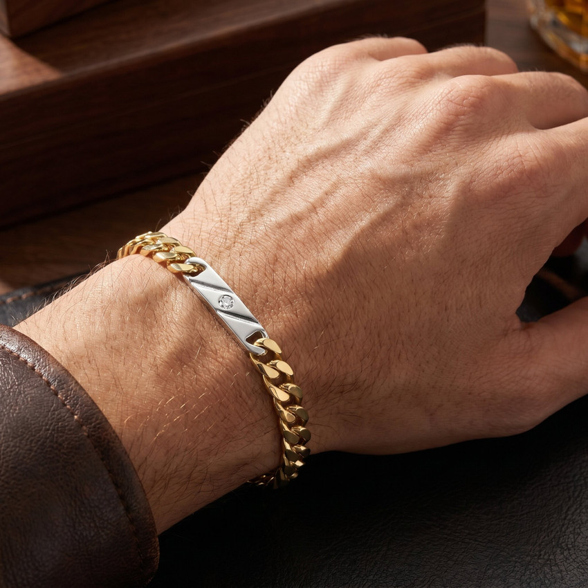 Men's Figaro link 14k Gold (22gram) or Platinum (36gram) 6mm Bracelet 8.5"