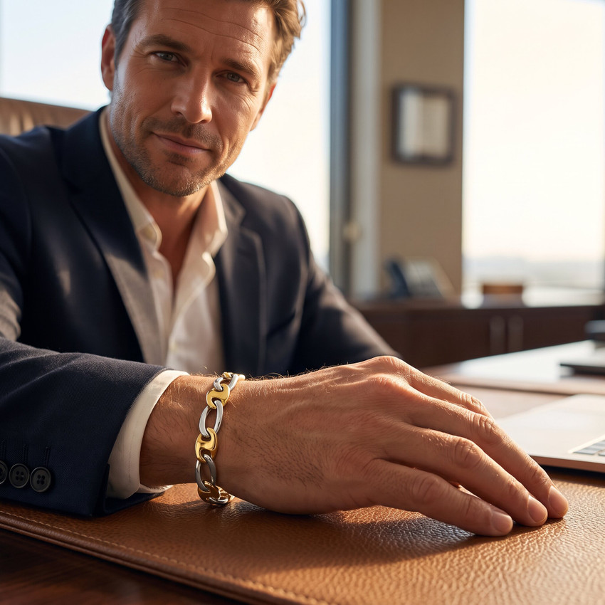 Men's Marine Link 14k Gold (26gram) or Platinum (42gram) 10mm Bracelet 8.5"