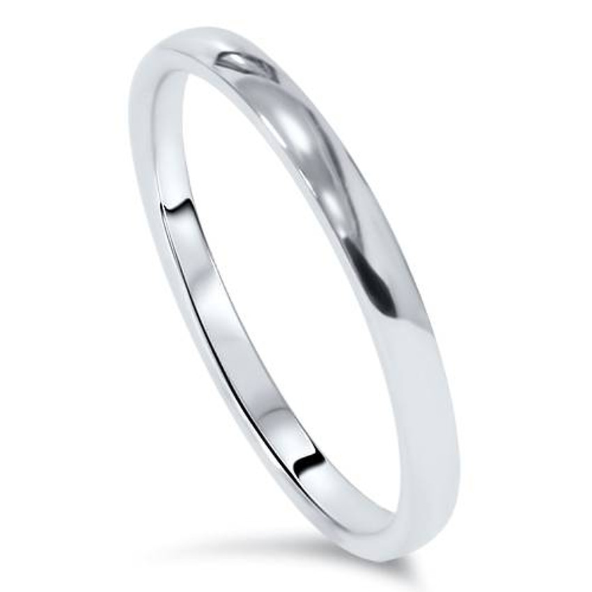 2mm 14K White Gold Comfort Fit Plain Wedding Band