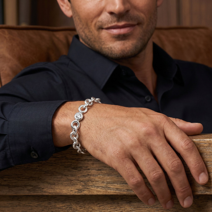Men's 14k Gold (45gram) or Platinum (73gram) 8.5mm Link Bracelet 8.5"
