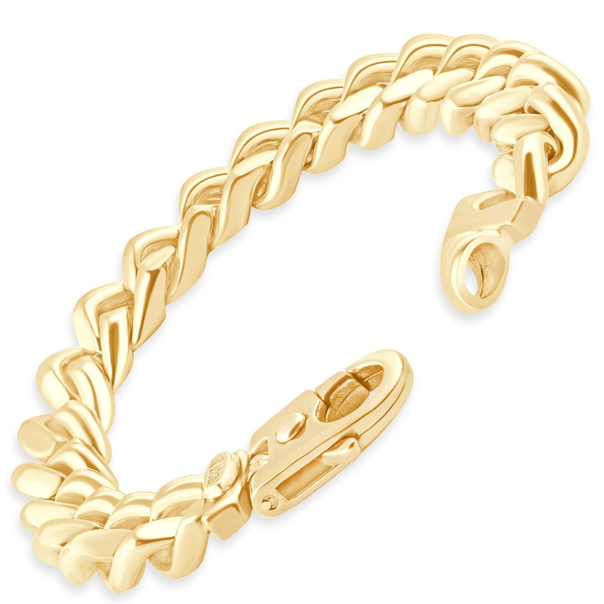 Men's Cuban 14k Gold (119gram) or Platinum (191gram) 12mm Link Bracelet 9"