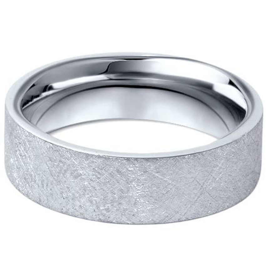 950 Platinum Mens 6mm Flat Brushed Wedding Band