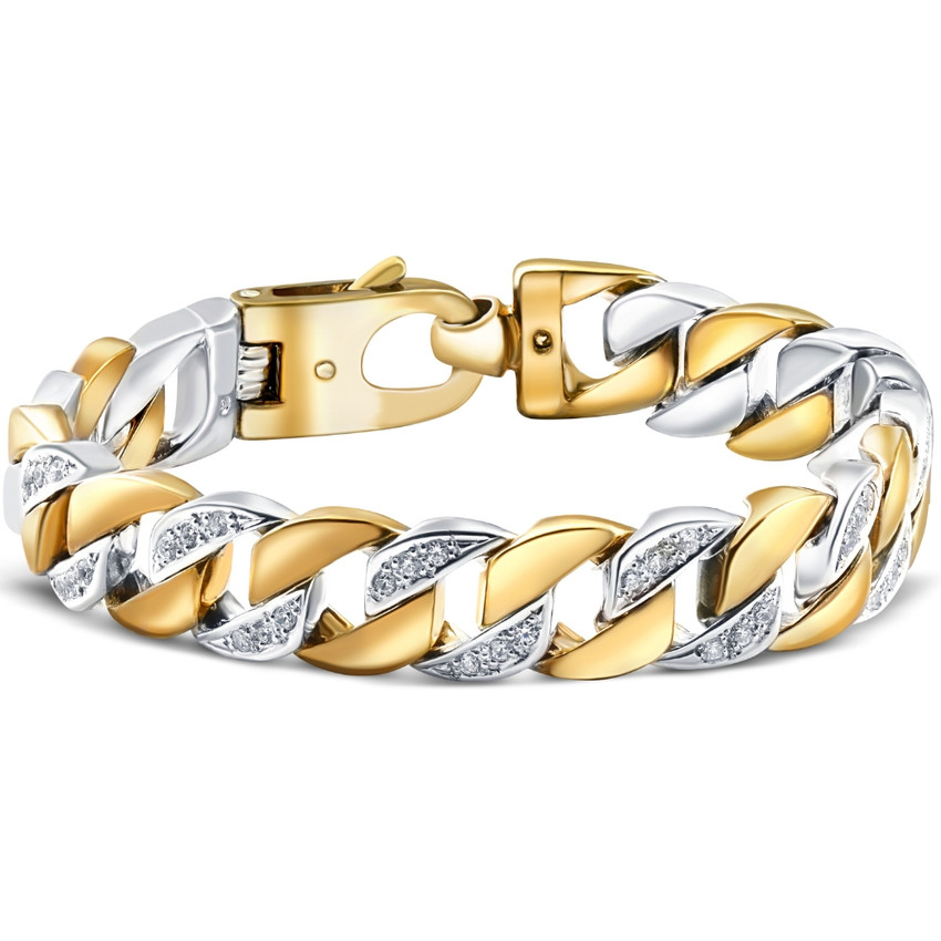 Men's 14k Gold (101gram) or Platinum (163gram) 13mm Diamond Bracelet 8.75"