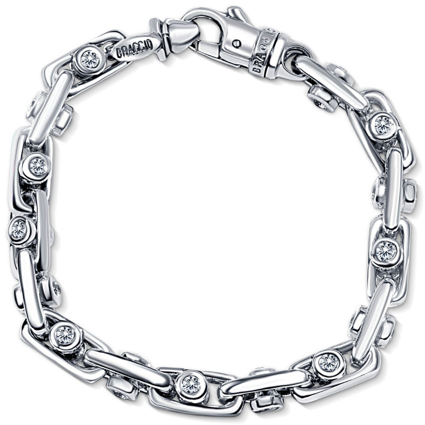 Men's 14k Gold (70gram) or Platinum (126gram) 8mm Diamond Bracelet 9"