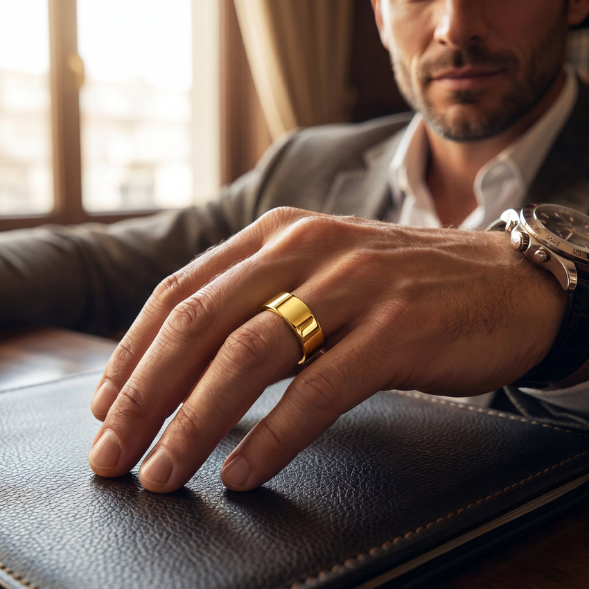 High Polished Flat 6MM Mens Wedding Band Ring 14K Yellow Gold
