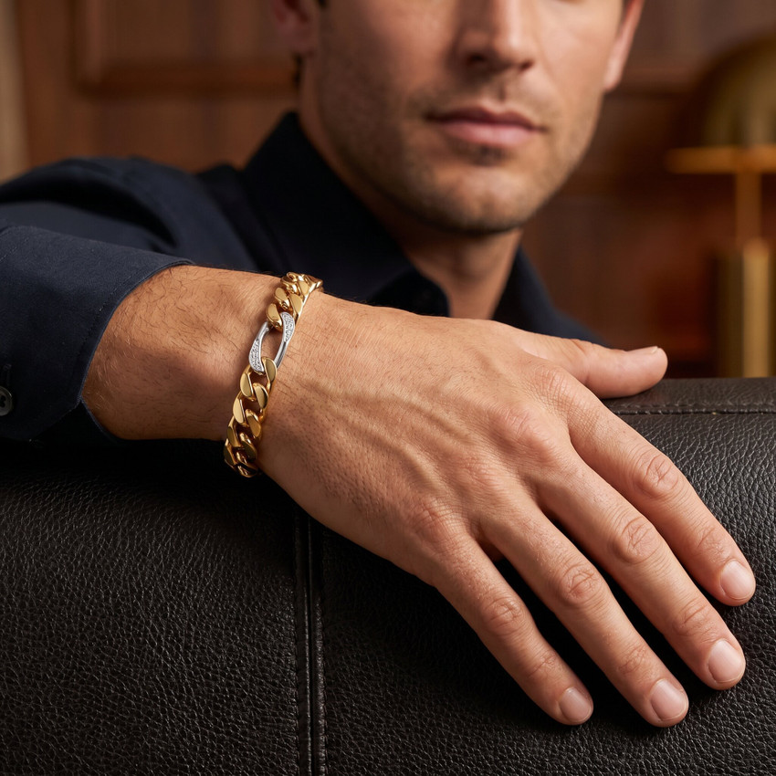 Men's 14k Gold (72gram) or Platinum (135gram) 11mm Diamond Bracelet 8.5"