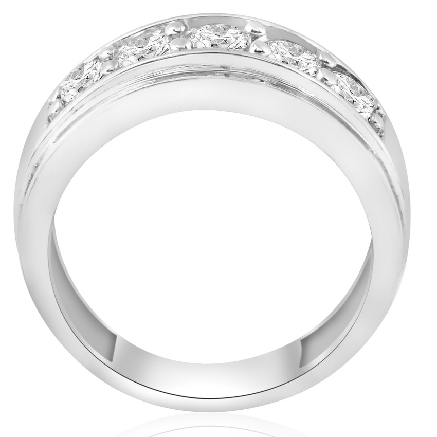 Platinum 1 ct Mens Diamond Ring Five Stone Wedding Polished Band Jewelry