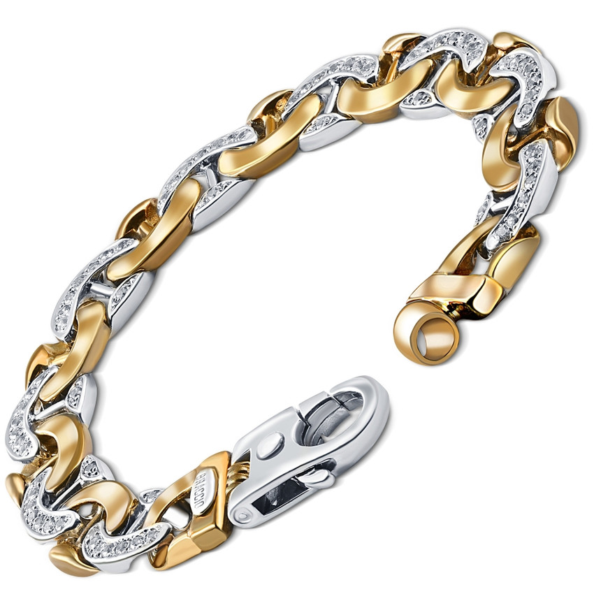 Men's 14k Gold (71gram) or Platinum (114gram) 12.5mm Diamond Bracelet 8.75"