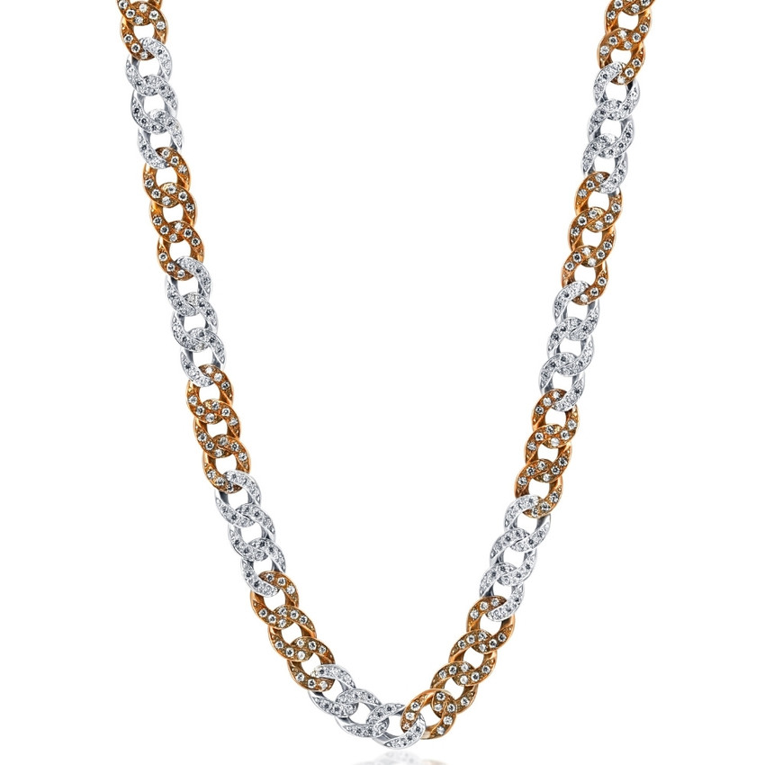 Men's 14k Gold (73gram) or Platinum (137gram) 9.5mm Diamond Chain Necklace 23"