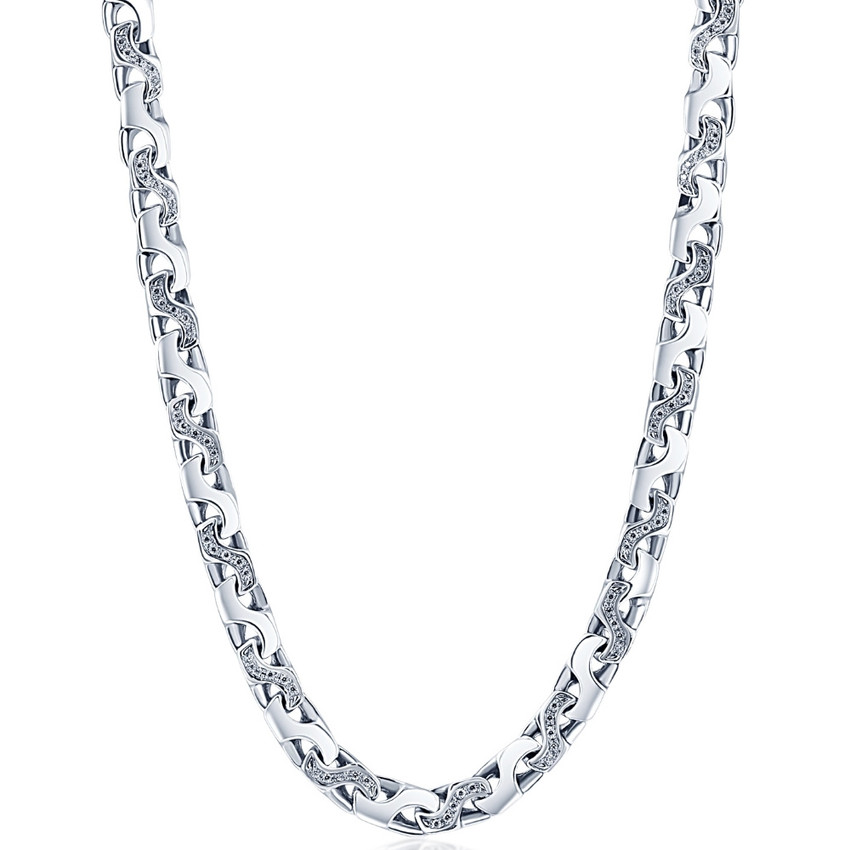 Men's 14k Gold (85gram) or Platinum (159gram) 8.5mm Diamond Chain Necklace 20"