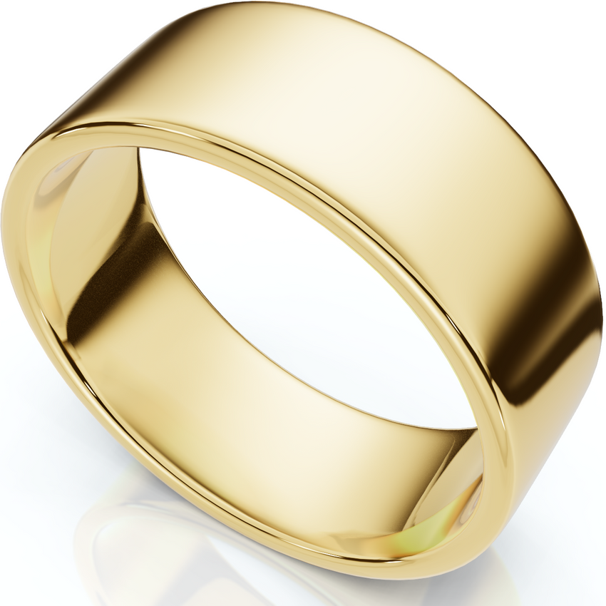 8mm Flat High Polished Wedding Band 10K Yellow Gold