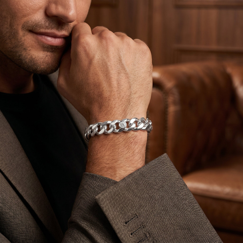 Men's 14k Gold (124gram) or Platinum (233gram) 15mm Link Bracelet 9"