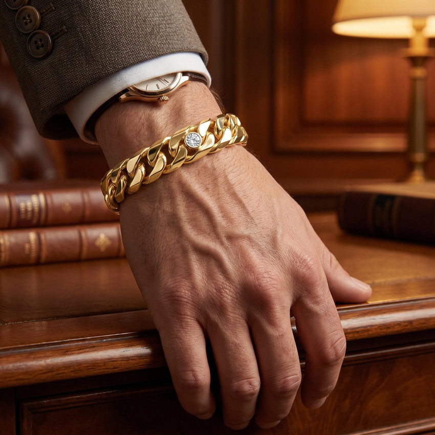 Men's Cuban 14k Gold (97gram) or Platinum (182gram) 12.5mm Link Bracelet 8.5"