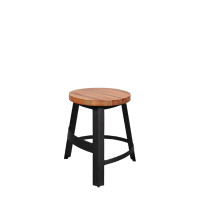 Toledo Low Stool with Wooden Seat
