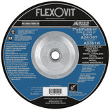 Flexovit Type 27 Depressed Center Grinding Wheels are made for angle grinding applications including weld grinding, beveling, snagging, and other surface preparation jobs requiring moderate to heavy stock removal.  Wheels are 1/4" thick, with 3 full diameters high tensile fiberglass reinforcements for maximum safety.