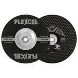 FLEXCEL Type 27 and Type 29 Semi-Flexible Wheels can remove material aggressively like a grinding wheel, and blend and finish like a sanding disc.  FLEXCEL wheels flex to contoured surfaces giving a smooth finish without gouging. Faster stock removal than standard depressed center wheels.  Wheel of choice when working with Aluminum.  Load resistant.