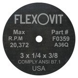 Flexovit fully reinforced Small Diameter Wheels are designed for use on die grinders and straight grinders.  Wheels from .035” through 1/8” thick are designed for cutting applications.  Wheels from 3/16” through 1/2” thickness are designed for grinding using the periphery of the wheel as the grinding face.