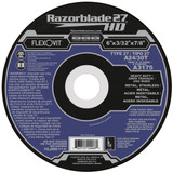 Flexovit’s RAZORBLADE 27 series of Thin Cutoff Wheels for angle grinders are an indispensable tool for the metalworker in both production and maintenance applications.  Choose from 5 versatile specs depending on the job requirement.  The Type 27 wheel shape facilitates flush cutting on flat surfaces.