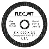 Flexovit fully reinforced Small Diameter Wheels are designed for use on die grinders and straight grinders.  Wheels from .035” through 1/8” thick are designed for cutting applications.  Wheels from 3/16” through 1/2” thickness are designed for grinding using the periphery of the wheel as the grinding face.