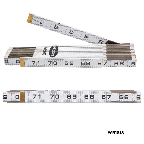 6' x 5/8" WHITE WOOD RULE, SIDE 1: FT & IN, SIDE 2: FT & IN REVERSED