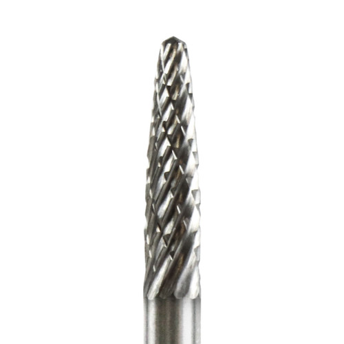 •  Excellent in hard-to-reach areas or confined spaces.  Ideal for shaping and enlarging holes, removing welds and smoothing castings.  •  Bur heads are made with exclusively American manufactured carburized tungsten with cobalt binders sintered at high temperature.