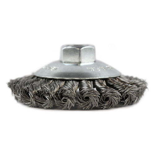 •  Wire Saucer Brushes combine the advantages of wire cup brushes and wire wheel brushes.   •  Excellent for surface cleaning in difficult to reach places.