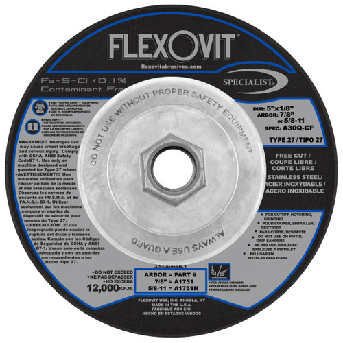 Flexovit Type 27 Depressed Center Combination Wheels are designed for metal fabrication jobs that require alternating between
cutting and light angle grinding.  This eliminates the need for changing wheels, or using two tools to complete the job. 
Combination Wheels are fully reinforced on the back and center of the wheel to prevent edge chipping while angle grinding.