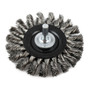 •  Knot wire wheel brushes feature twisted wire tufts for heavy duty applications.  •  High quality wire delivers reliable cleaning performance every time.