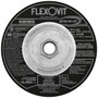 Flexovit Type 27 Depressed Center Grinding Wheels are made for angle grinding applications including weld grinding, beveling, snagging, and other surface preparation jobs requiring moderate to heavy stock removal.  Wheels are 1/4" thick, with 3 full diameters high tensile fiberglass reinforcements for maximum safety.