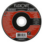 Flexovit Type 27 Depressed Center Grinding Wheels are made for angle grinding applications including weld grinding, beveling, snagging, and other surface preparation jobs requiring moderate to heavy stock removal.  Wheels are 1/4" thick, with 3 full diameters high tensile fiberglass reinforcements for maximum safety.