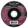 Flexovit Type 27 Depressed Center Grinding Wheels are made for angle grinding applications including weld grinding, beveling, snagging, and other surface preparation jobs requiring moderate to heavy stock removal.  Wheels are 1/4" thick, with 3 full diameters high tensile fiberglass reinforcements for maximum safety.