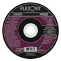 Flexovit Type 27 Depressed Center Grinding Wheels are made for angle grinding applications including weld grinding, beveling, snagging, and other surface preparation jobs requiring moderate to heavy stock removal.  Wheels are 1/4" thick, with 3 full diameters high tensile fiberglass reinforcements for maximum safety.