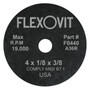 Flexovit fully reinforced Small Diameter Wheels are designed for use on die grinders and straight grinders.  Wheels from .035” through 1/8” thick are designed for cutting applications.  Wheels from 3/16” through 1/2” thickness are designed for grinding using the periphery of the wheel as the grinding face.